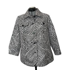 Ruby Rd. Woman Black White Zebra Print Jacket Size 16W